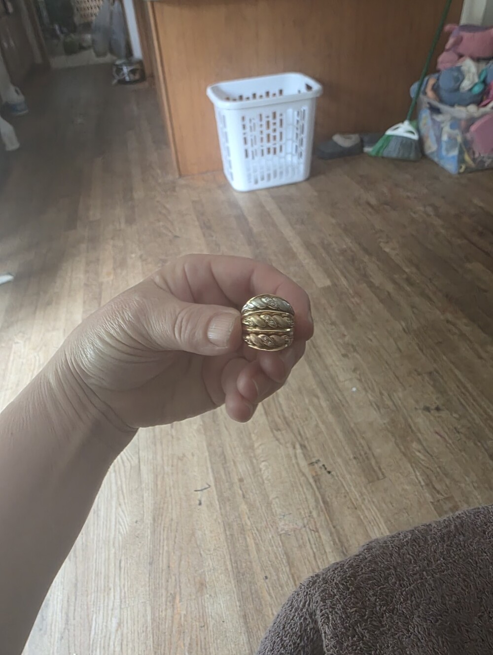 Wide Tri.color 10k Gold Band Ring Size 8 1/4